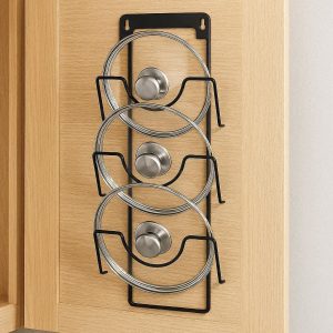 12 Hanging Pot Lid Organizer Rack for Cabinet Door or Wall