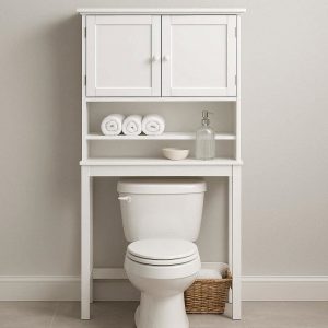 16 Over The Toilet Bathroom Storage Cabinet with 3 Shelves and Doors