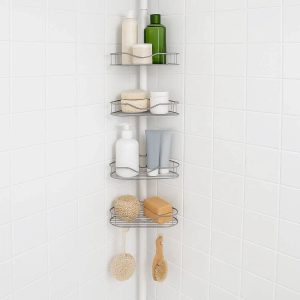 17 Corner Shower Caddy Tension Pole Shelf 5 Tier Organizer