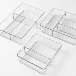 9 Stackable Clear Plastic Kitchen Drawer Organizer Dividers Set